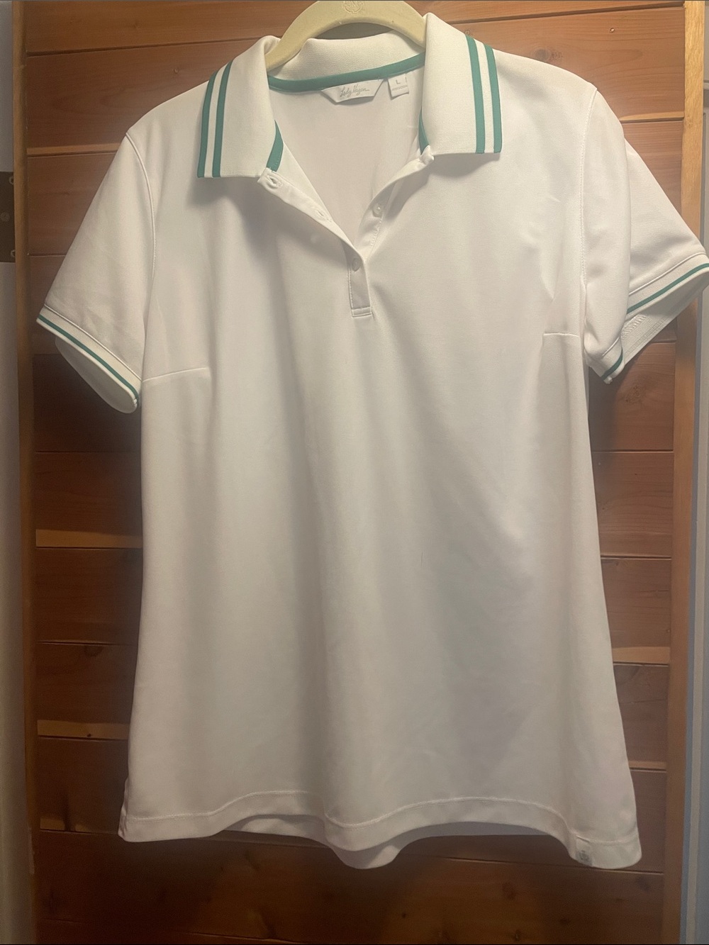 Lady Hagen White Polo with Green Trim